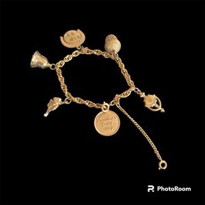 Vintage President’s Court 1969 Avon Gold-Tone Charm Bracelet  Unique Pendants